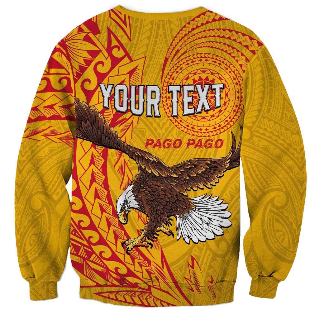 Personalised American Samoa Flag Day Sweatshirt Fautasi Race Pago Pago-Aeto Eagle Wings Tribal Style LT03 - Polynesian Pride