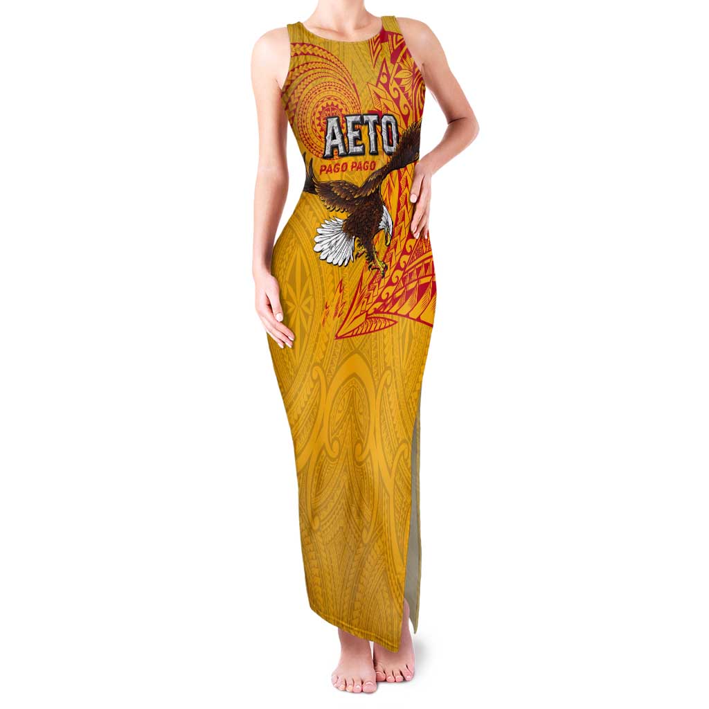 Personalised American Samoa Flag Day Tank Maxi Dress Fautasi Race Pago Pago-Aeto Eagle Wings Tribal Style LT03 Women Multicolor - Polynesian Pride