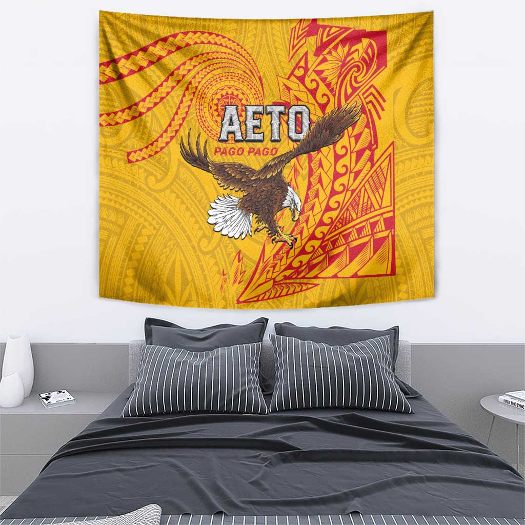 American Samoa Flag Day Tapestry Fautasi Race Pago Pago-Aeto Eagle Wings Tribal Style LT03 - Polynesian Pride