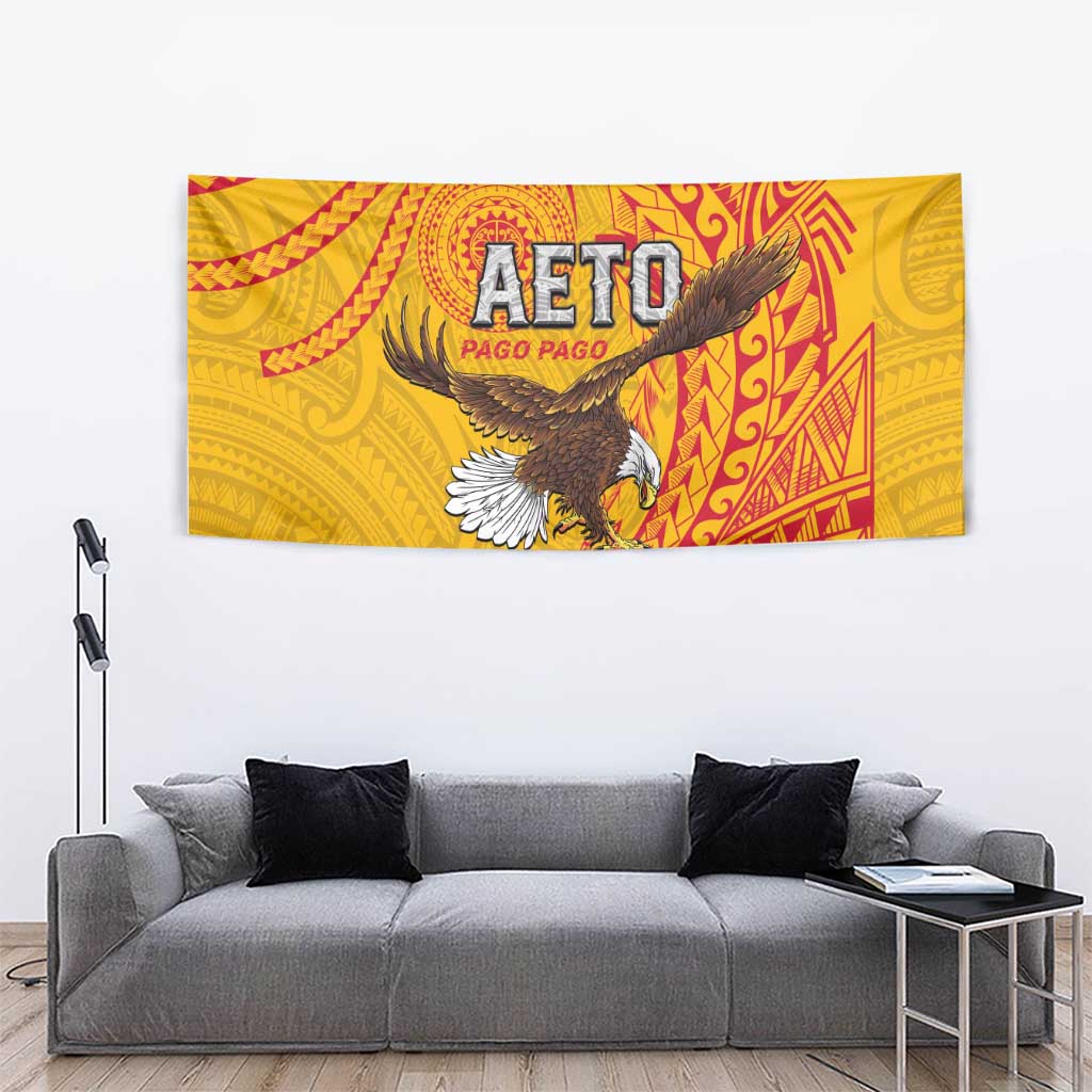 American Samoa Flag Day Tapestry Fautasi Race Pago Pago-Aeto Eagle Wings Tribal Style LT03 - Polynesian Pride