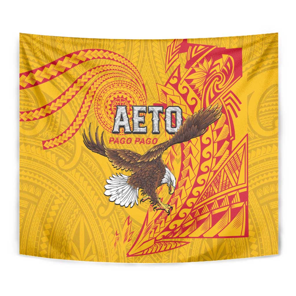 American Samoa Flag Day Tapestry Fautasi Race Pago Pago-Aeto Eagle Wings Tribal Style LT03 - Polynesian Pride