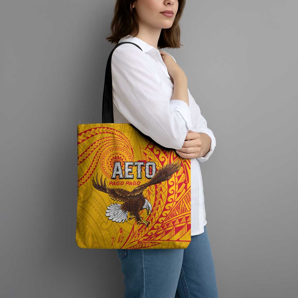 American Samoa Flag Day Tote Bag Fautasi Race Pago Pago-Aeto Eagle Wings Tribal Style