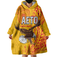 Personalised American Samoa Flag Day Wearable Blanket Hoodie Fautasi Race Pago Pago-Aeto Eagle Wings Tribal Style