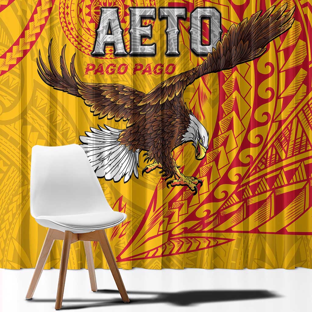 American Samoa Flag Day Window Curtain Fautasi Race Pago Pago-Aeto Eagle Wings Tribal Style LT03 - Polynesian Pride