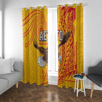 American Samoa Flag Day Window Curtain Fautasi Race Pago Pago-Aeto Eagle Wings Tribal Style LT03 With Grommets Multicolor - Polynesian Pride