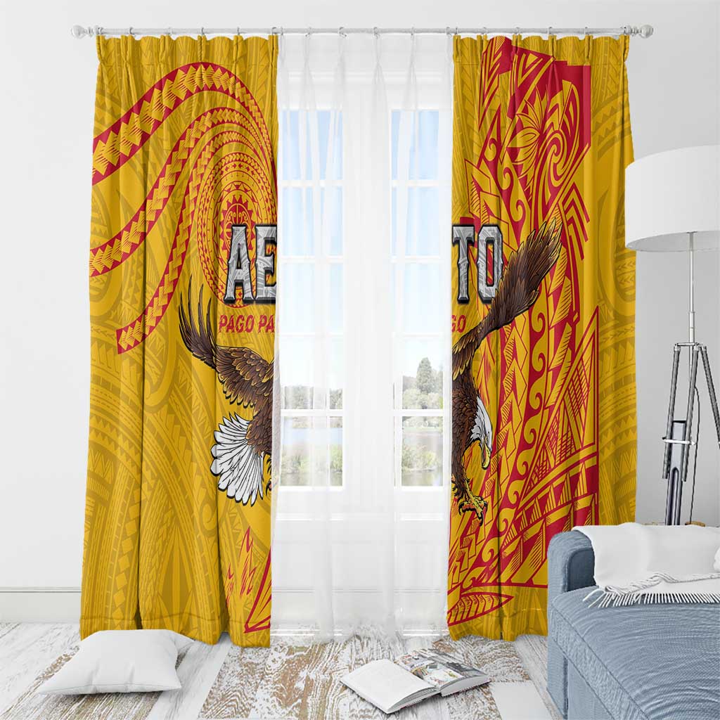 American Samoa Flag Day Window Curtain Fautasi Race Pago Pago-Aeto Eagle Wings Tribal Style LT03 - Polynesian Pride
