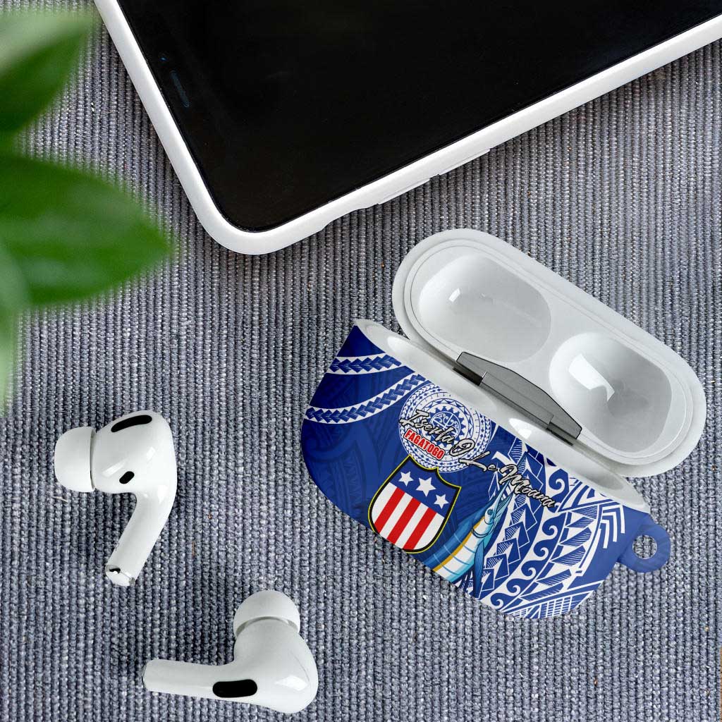 American Samoa Flag Day AirPods Case Fautasi Race Fagatogo-Iseula O Le Moana Sailfish Tribal Style