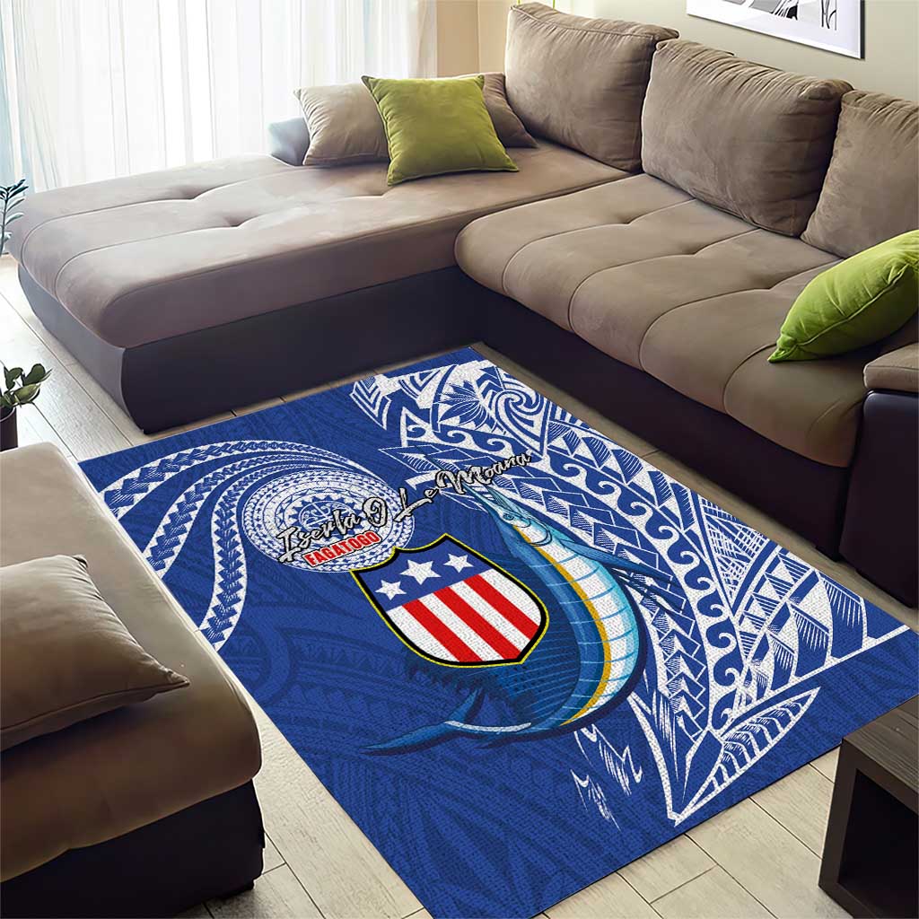 American Samoa Flag Day Area Rug Fautasi Race Fagatogo-Iseula O Le Moana Sailfish Tribal Style
