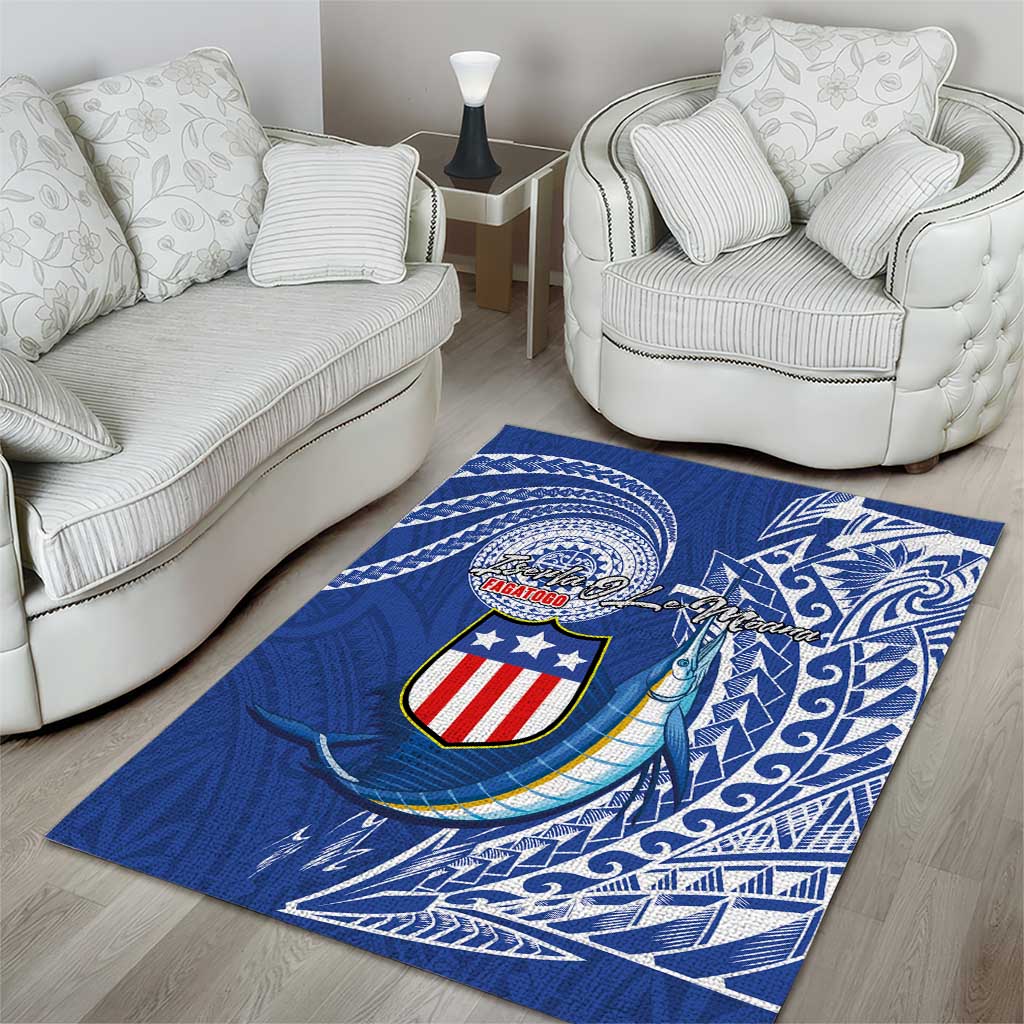 American Samoa Flag Day Area Rug Fautasi Race Fagatogo-Iseula O Le Moana Sailfish Tribal Style