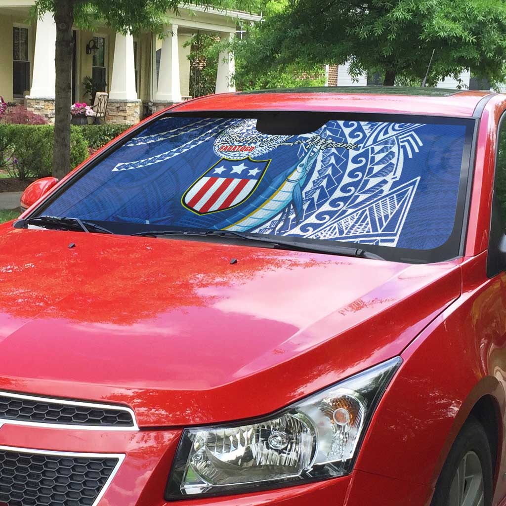 American Samoa Flag Day Auto Sun Shade Fautasi Race Fagatogo-Iseula O Le Moana Sailfish Tribal Style