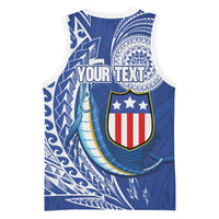 Personalised American Samoa Flag Day Basketball Jersey Fautasi Race Fagatogo-Iseula O Le Moana Sailfish Tribal Style