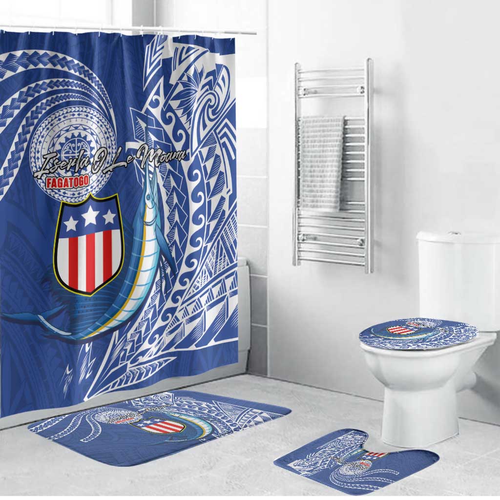 American Samoa Flag Day Bathroom Set Fautasi Race Fagatogo-Iseula O Le Moana Sailfish Tribal Style LT03 Bathroom Set (4 pcs) Multicolor - Polynesian Pride
