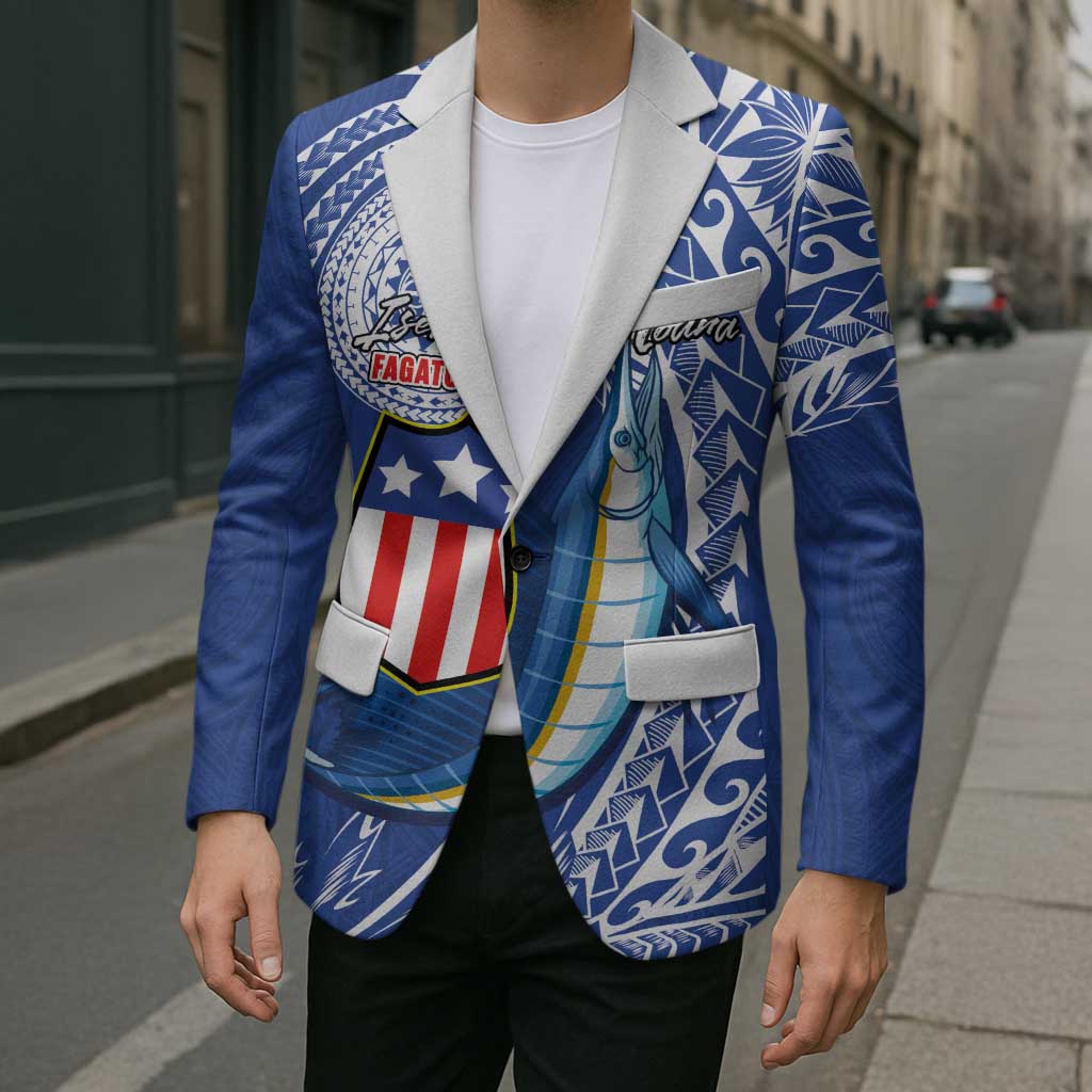 Personalised American Samoa Flag Day Blazer Fautasi Race Fagatogo-Iseula O Le Moana Sailfish Tribal Style