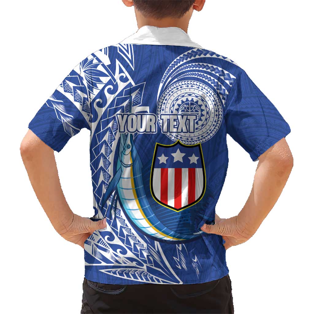 Personalised American Samoa Flag Day Family Matching Long Sleeve Bodycon Dress and Hawaiian Shirt Fautasi Race Fagatogo-Iseula O Le Moana Sailfish Tribal Style