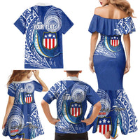 Personalised American Samoa Flag Day Family Matching Mermaid Dress and Hawaiian Shirt Fautasi Race Fagatogo-Iseula O Le Moana Sailfish Tribal Style