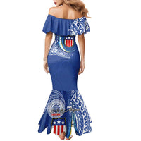 Personalised American Samoa Flag Day Family Matching Mermaid Dress and Hawaiian Shirt Fautasi Race Fagatogo-Iseula O Le Moana Sailfish Tribal Style