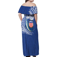 Personalised American Samoa Flag Day Family Matching Off Shoulder Maxi Dress and Hawaiian Shirt Fautasi Race Fagatogo-Iseula O Le Moana Sailfish Tribal Style