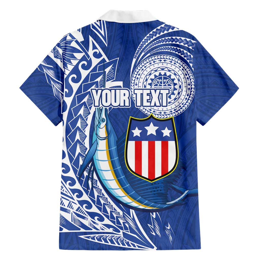 Personalised American Samoa Flag Day Family Matching Short Sleeve Bodycon Dress and Hawaiian Shirt Fautasi Race Fagatogo-Iseula O Le Moana Sailfish Tribal Style