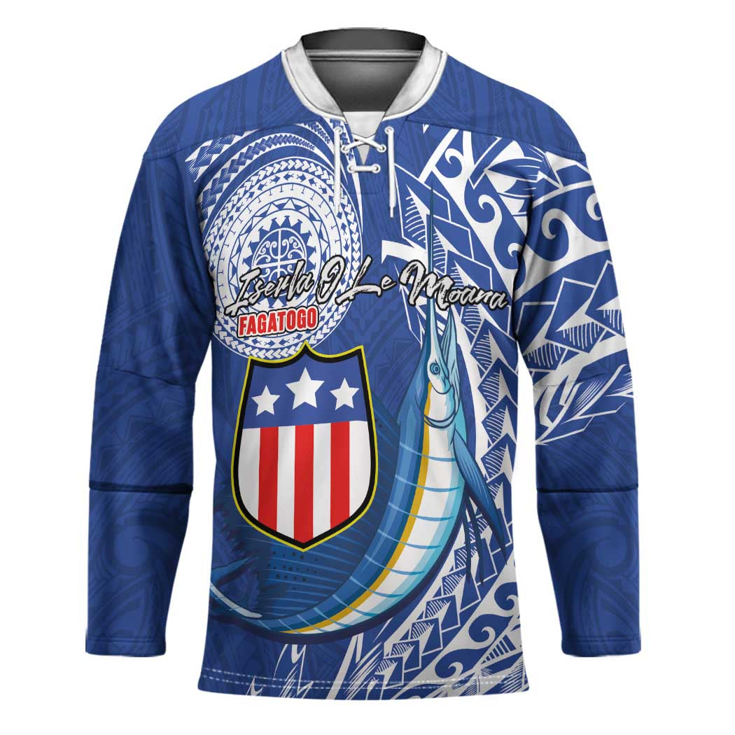 Personalised American Samoa Flag Day Hockey Jersey Fautasi Race Fagatogo-Iseula O Le Moana Sailfish Tribal Style LT03 Unisex Multicolor - Polynesian Pride