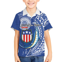 Personalised American Samoa Flag Day Kid Hawaiian Shirt Fautasi Race Fagatogo-Iseula O Le Moana Sailfish Tribal Style