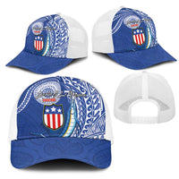 American Samoa Flag Day Mesh Trucker Cap Fautasi Race Fagatogo-Iseula O Le Moana Sailfish Tribal Style