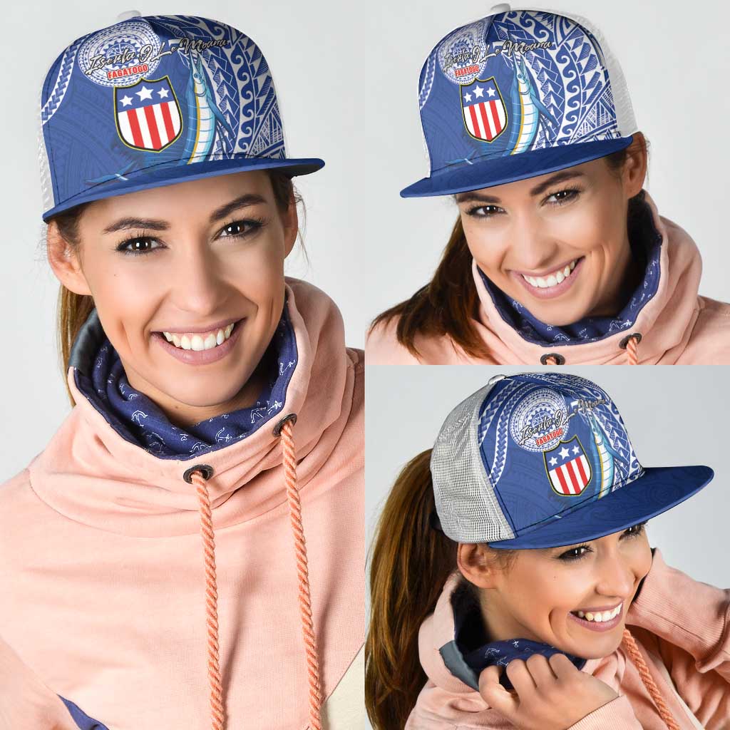 American Samoa Flag Day Mesh Trucker Cap Fautasi Race Fagatogo-Iseula O Le Moana Sailfish Tribal Style