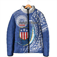 Personalised American Samoa Flag Day Padded Jacket Fautasi Race Fagatogo-Iseula O Le Moana Sailfish Tribal Style