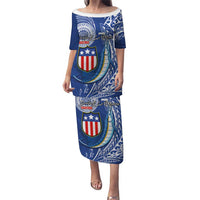 Personalised American Samoa Flag Day Puletasi Fautasi Race Fagatogo-Iseula O Le Moana Sailfish Tribal Style