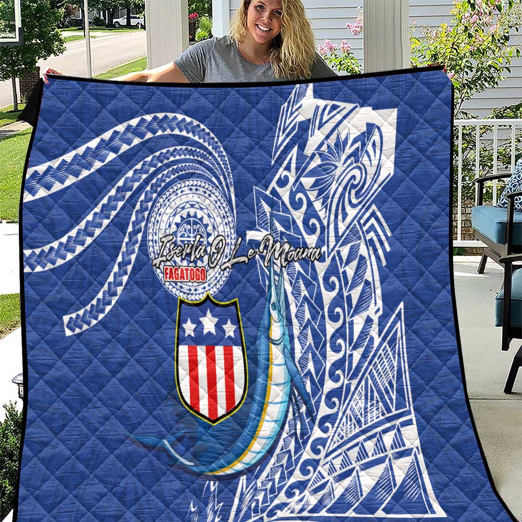 American Samoa Flag Day Quilt Fautasi Race Fagatogo-Iseula O Le Moana Sailfish Tribal Style