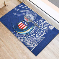 American Samoa Flag Day Rubber Doormat Fautasi Race Fagatogo-Iseula O Le Moana Sailfish Tribal Style