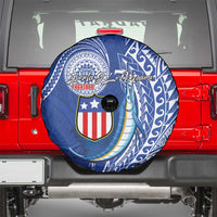 American Samoa Flag Day Spare Tire Cover Fautasi Race Fagatogo-Iseula O Le Moana Sailfish Tribal Style