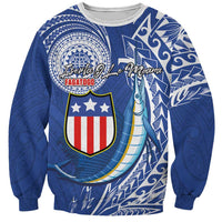 Personalised American Samoa Flag Day Sweatshirt Fautasi Race Fagatogo-Iseula O Le Moana Sailfish Tribal Style