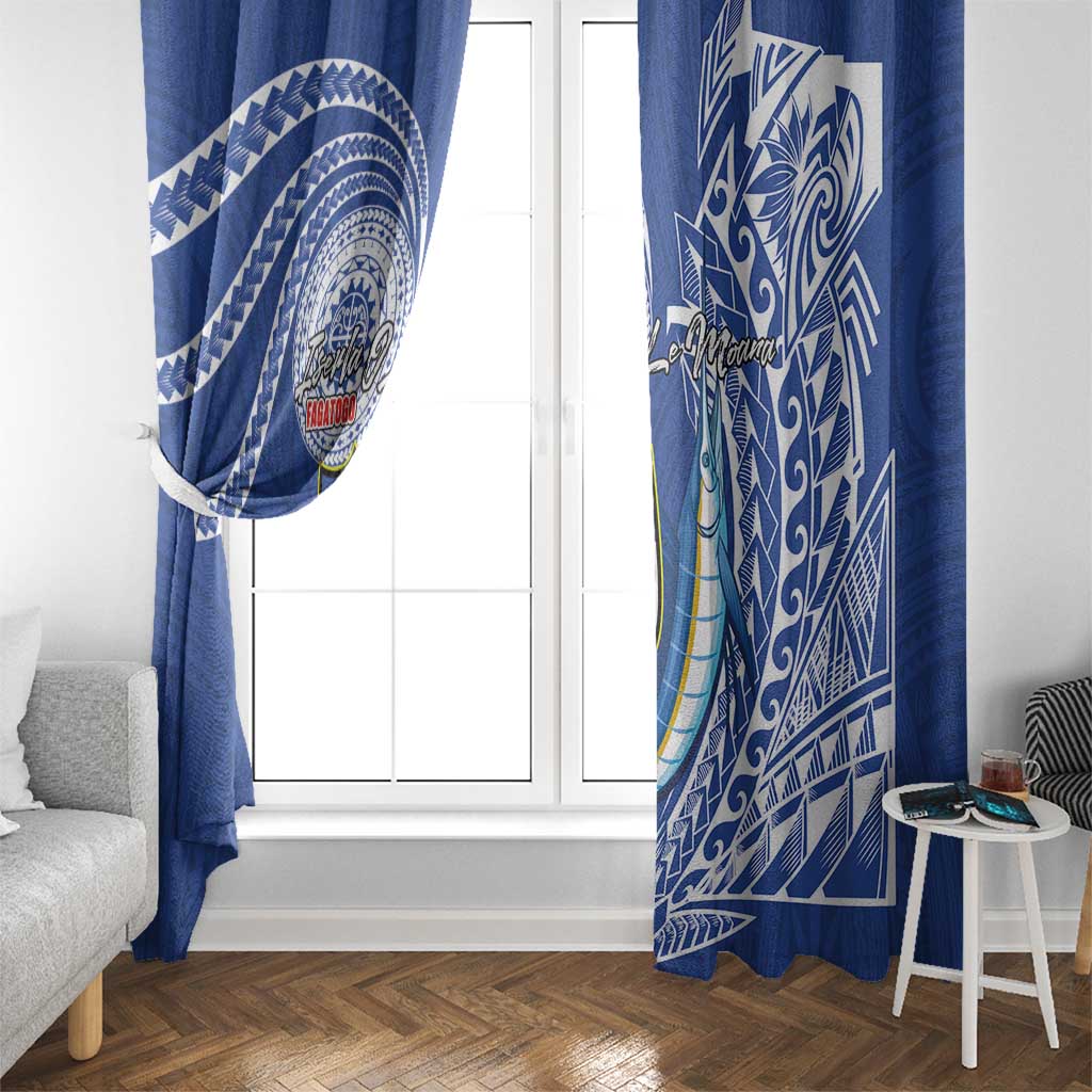 American Samoa Flag Day Window Curtain Fautasi Race Fagatogo-Iseula O Le Moana Sailfish Tribal Style