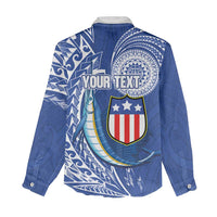 Personalised American Samoa Flag Day Women Casual Shirt Fautasi Race Fagatogo-Iseula O Le Moana Sailfish Tribal Style