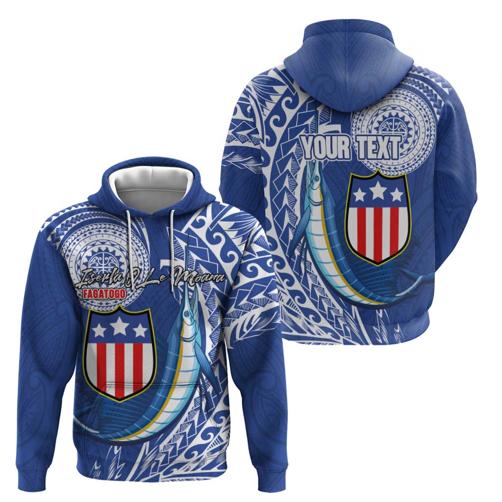 Personalised American Samoa Flag Day Zip Hoodie Fautasi Race Fagatogo-Iseula O Le Moana Sailfish Tribal Style