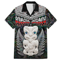 New Zealand Hei Tiki Family Matching Off Shoulder Maxi Dress and Hawaiian Shirt Maori Green Papua Shell Pattern LT03 Dad's Shirt - Short Sleeve Green - Polynesian Pride