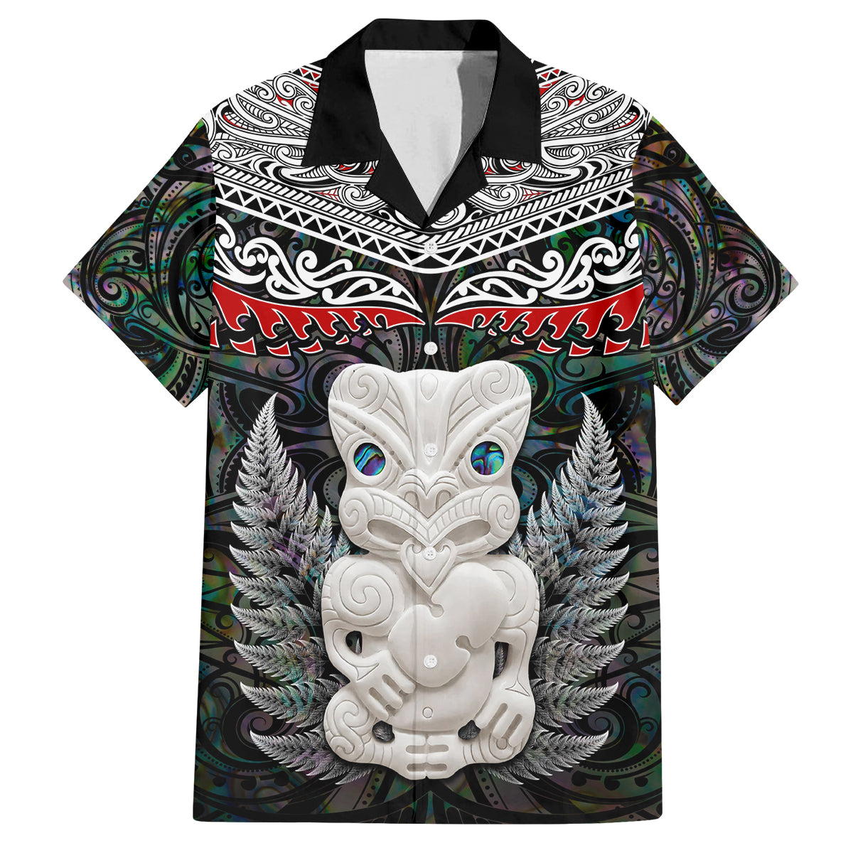 New Zealand Hei Tiki Family Matching Summer Maxi Dress and Hawaiian Shirt Maori Green Papua Shell Pattern LT03 Dad's Shirt - Short Sleeve Green - Polynesian Pride