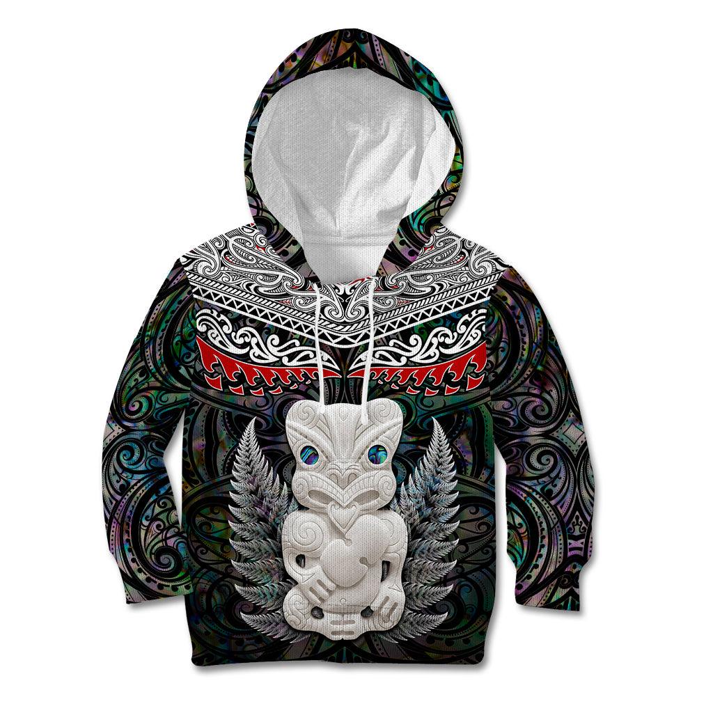 New Zealand Hei Tiki Kid Hoodie Maori Green Papua Shell Pattern LT03 Hoodie Green - Polynesian Pride