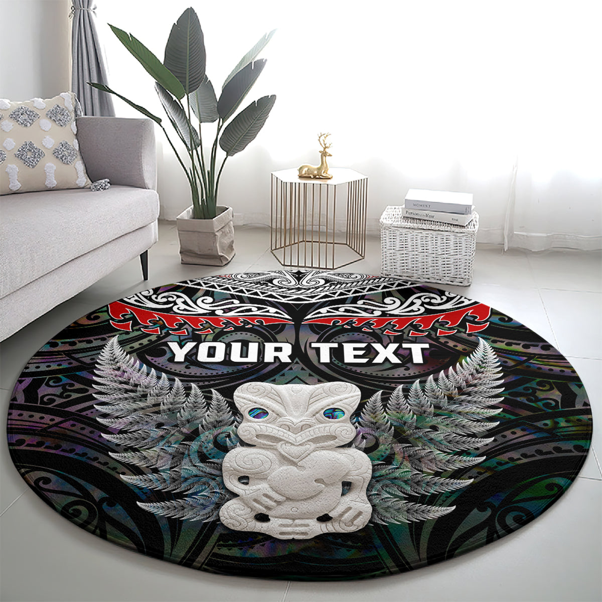 New Zealand Hei Tiki Round Carpet Maori Green Papua Shell Pattern LT03 - Polynesian Pride
