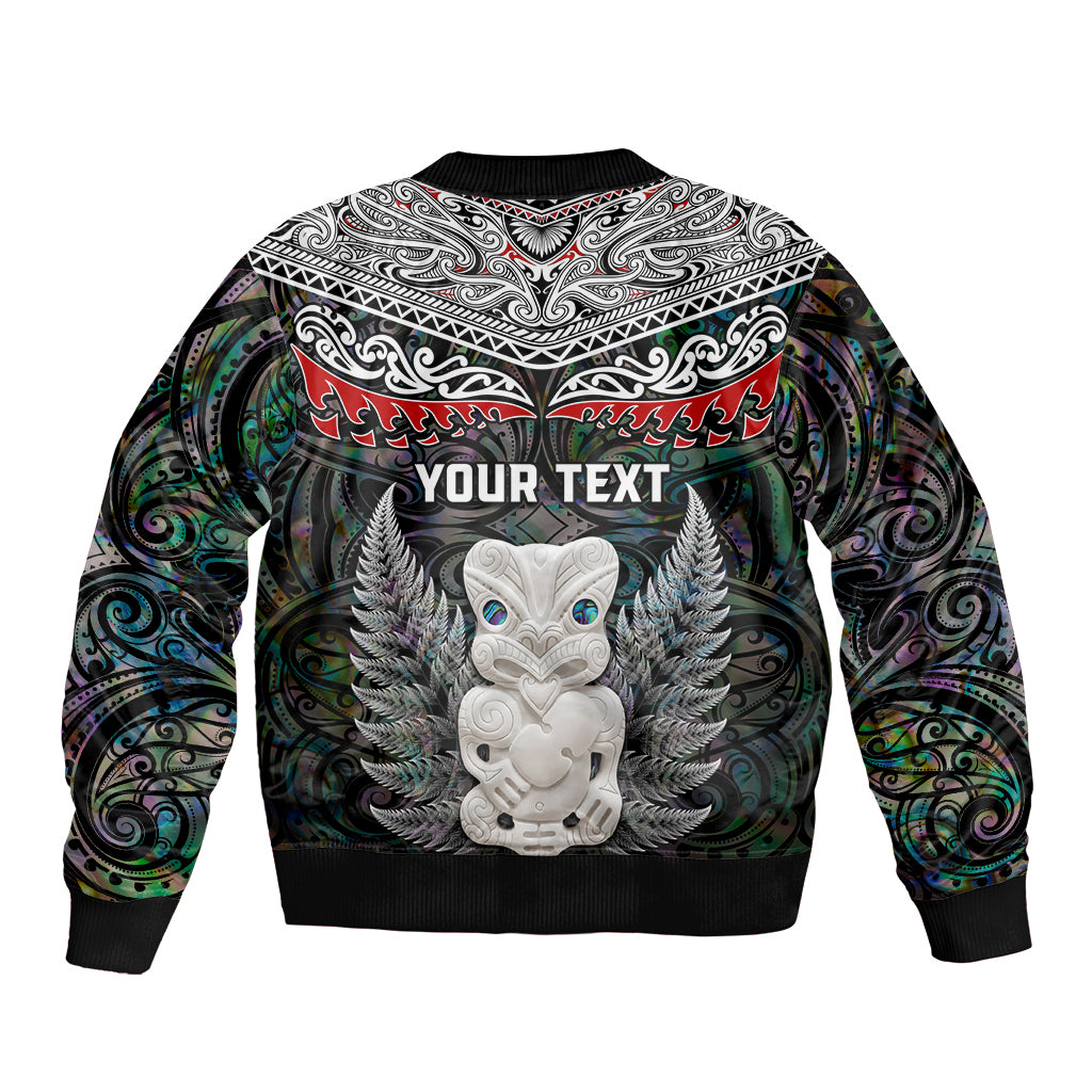 New Zealand Hei Tiki Sleeve Zip Bomber Jacket Maori Green Papua Shell Pattern LT03 - Polynesian Pride