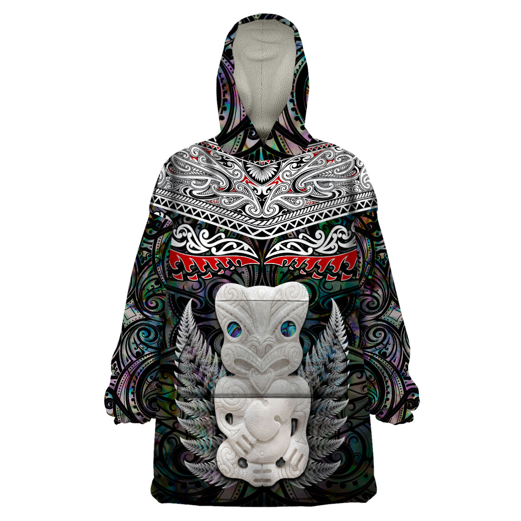 New Zealand Hei Tiki Wearable Blanket Hoodie Maori Green Papua Shell Pattern LT03 One Size Green - Polynesian Pride