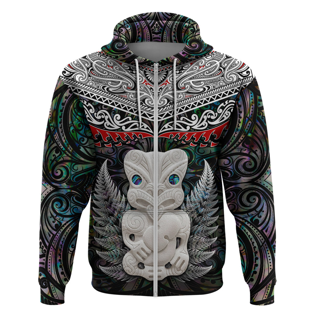 New Zealand Hei Tiki Zip Hoodie Maori Green Papua Shell Pattern LT03 Zip Hoodie Green - Polynesian Pride