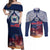 Samoa Indenpendence Day Couples Matching Off Shoulder Maxi Dress and Long Sleeve Button Shirt Sky Fireworks with Flag Style LT03 Black - Polynesian Pride