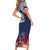 Samoa Indenpendence Day Short Sleeve Bodycon Dress Sky Fireworks with Flag Style LT03 - Polynesian Pride