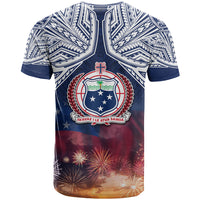 Samoa Indenpendence Day T Shirt Sky Fireworks with Flag Style LT03 - Polynesian Pride