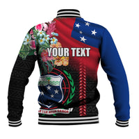 Personalised Samoa Indenpendence Day Baseball Jacket Tropical Samoan Coat of Arms With Siapo Pattern LT03 - Polynesian Pride