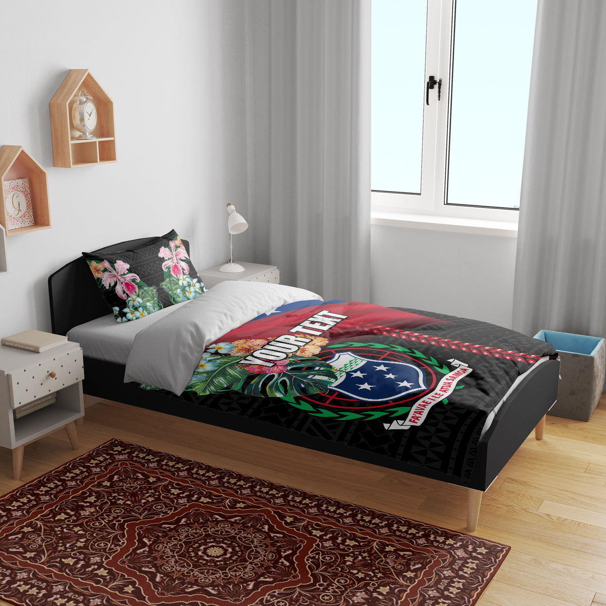 Personalised Samoa Indenpendence Day Bedding Set Tropical Samoan Coat of Arms With Siapo Pattern LT03 - Polynesian Pride