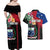 Personalised Samoa Indenpendence Day Couples Matching Off Shoulder Maxi Dress and Hawaiian Shirt Tropical Samoan Coat of Arms With Siapo Pattern LT03 - Polynesian Pride