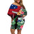 Personalised Samoa Indenpendence Day Family Matching Off Shoulder Short Dress and Hawaiian Shirt Tropical Samoan Coat of Arms With Siapo Pattern LT03 Mom's Dress Black - Polynesian Pride