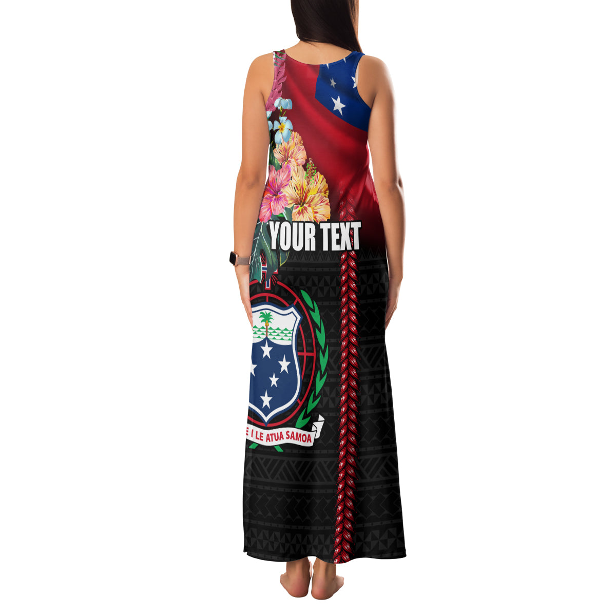 Personalised Samoa Indenpendence Day Family Matching Tank Maxi Dress and Hawaiian Shirt Tropical Samoan Coat of Arms With Siapo Pattern LT03 - Polynesian Pride